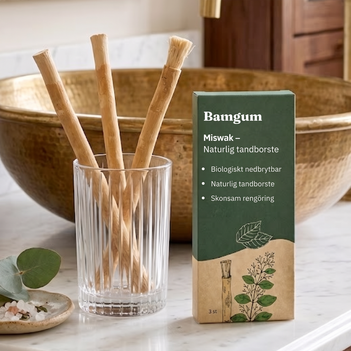 Bamgum - Miswak naturlig tandborste (3 st.)